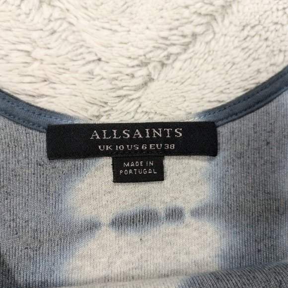 Allsaints Bodysuit Women's 6 Blue Ink Gray Marl Raffi Velvet Tie Dye Teddy  - Picture 6 of 9